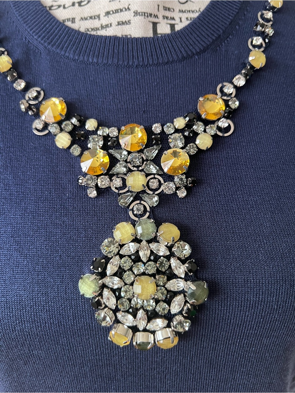 Per Se Navy Short-Sleeve Jewel-Embellished Knit Top S - Picture 2 of 14